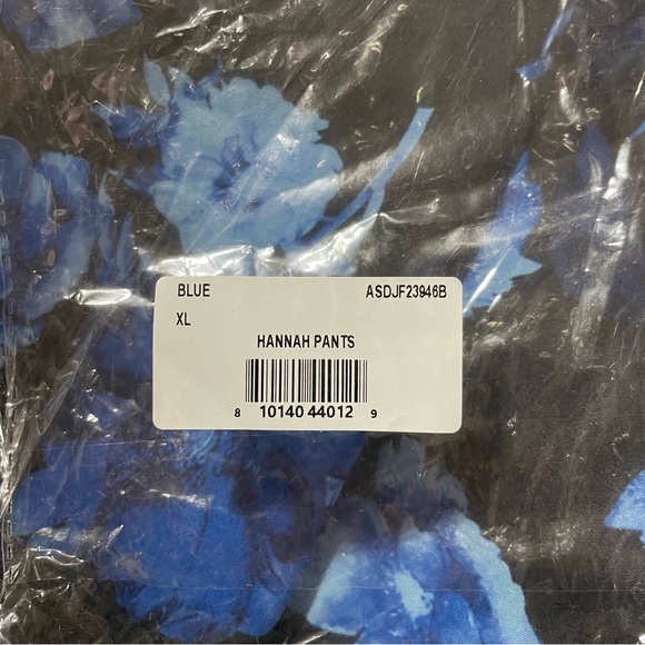 New Area Stars Floral Print Work Pants Trousers Hannah Black Blue Size XL - Picture 16 of 16